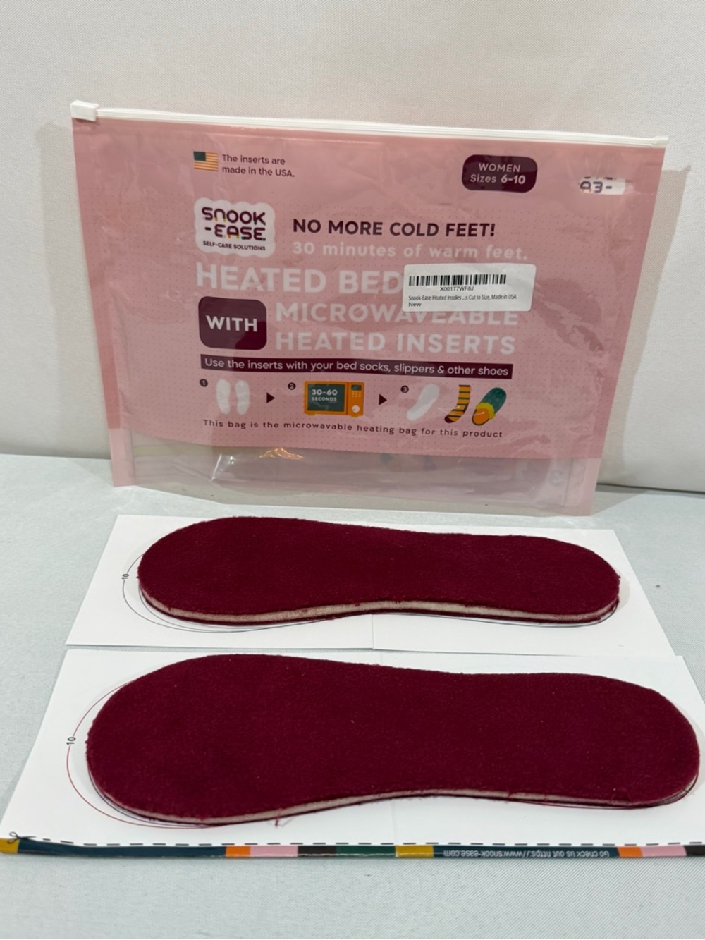 Snook Ease Heated Shoe Inserts ONLY Women Size 6-9 Opened And Cut At 9